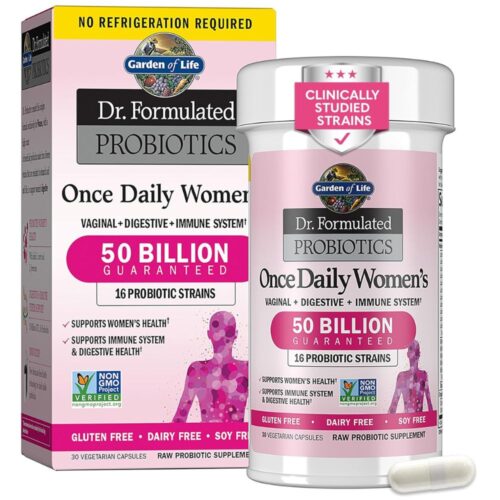 Garden of Life Once Daily Dr. Formulated Probiotics for Women 50 Billion CFU 16 Probiotic Strains with Organic Prebiotics for Digestive, Vaginal