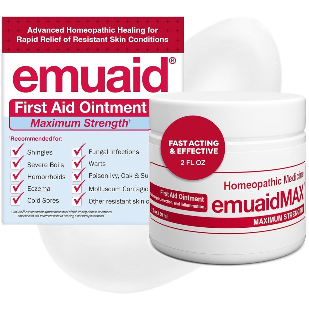 emuaid EMUAIDMAX Ointment for Itchy Skin, Maximum Strength Treatment for Athlete's Foot, Psoriasis, Jock Itch, Rash, Eczema, Cold Sores, Blisters, and Yeast Infection, 2oz