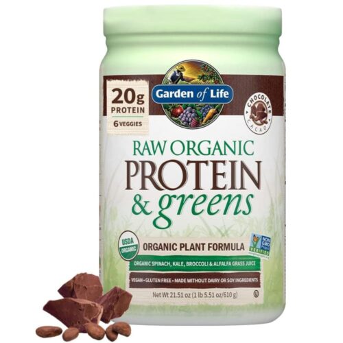 Garden of Life Raw Organic Protein & Greens - Chocolate - Vegan Protein Powder for Women and Men,