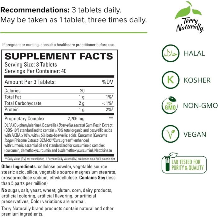 LOW MOQ Wholesale Terry Naturally Curamin Extra Strength - Pain Relief Supplement, 120 Tablets, Non-GMO, Vegan, Curcumin & Nattokinase - Image 4