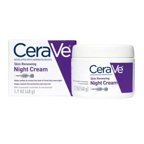 CeraVe Skin Renewing Night Cream | Niacinamide, Peptide Complex, and Hyaluronic Acid Moisturizer for Face | 1.7 Ounce, Packaging