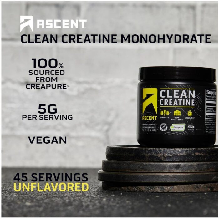 Ascent Clean Creatine Monohydrate Powder - 5G Per Serving, Creapure Creatine Supplement - Unflavored, 45 Servings - Image 2