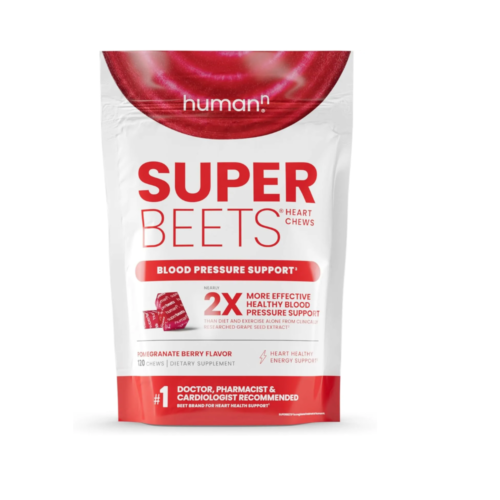 humanN SuperBeets Heart Chews Advanced - 100mg of CoQ10 Plus Beetroot & Grape Seed Extract, 60 Count.