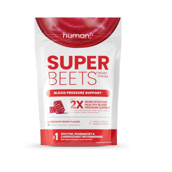 humanN SuperBeets Heart Chews Advanced - 100mg of CoQ10 Plus Beetroot & Grape Seed Extract, 60 Count.