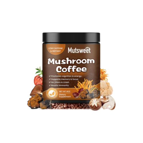 Mushroom Coffee for Smoothies/Latte, Mushroom Powder Blend (57 Servings) with Lions Mane, Reishi, Cordyceps, Turkey Tail, Chaga - Mushroom Supplement for Energy, Focus, Immune- 8 oz
