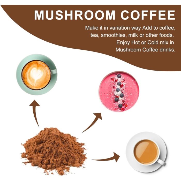 Mushroom Coffee for Smoothies/Latte, Mushroom Powder Blend (57 Servings) with Lions Mane, Reishi, Cordyceps, Turkey Tail, Chaga - Mushroom Supplement for Energy, Focus, Immune- 8 oz - Image 4