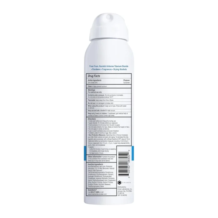 Blue Lizard Sensitive Mineral Sunscreen Spray SPF 50+, Dermatologist-Recommended Brand, Broad-Spectrum UVA/UVB Protection, Water-Resistant, Zinc Oxide Formula, 5 fl oz - Image 8