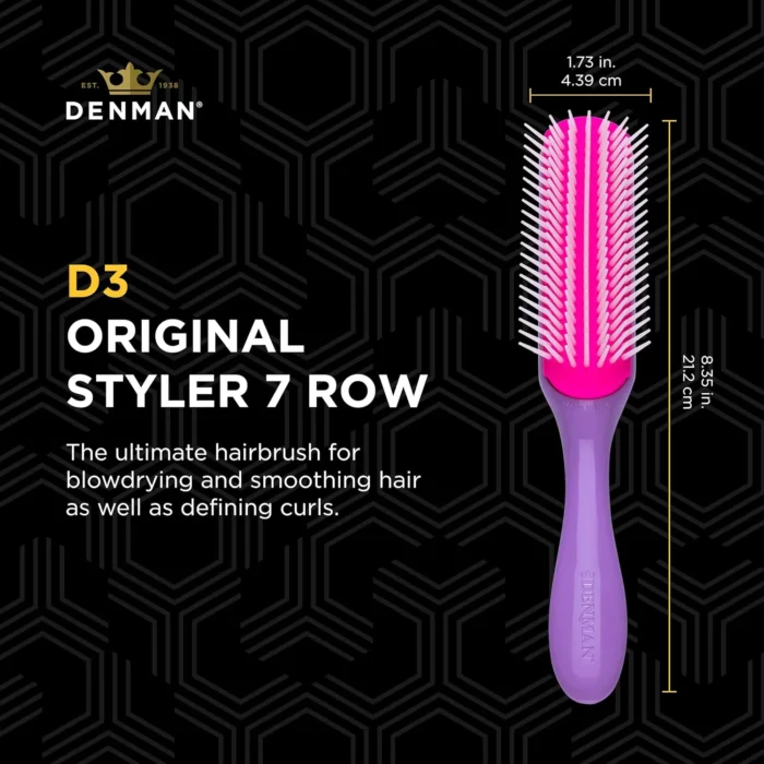 Denman Curly Hair Brush D3 (Black & Red) 7 Row Styling Brush for Detangling, Separating, Shaping and Defining Curls - For Women and Men - Image 6