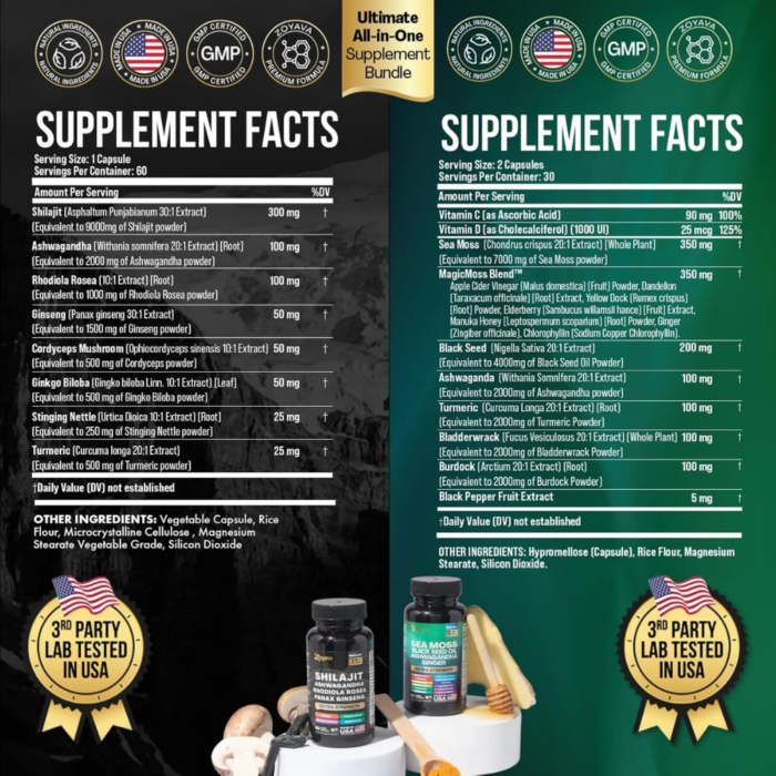 Wholesale LOW MOQ Dynamic Vitality Bundle – All-in-One Supplements with Sea Moss, Ashwagandha - Image 2