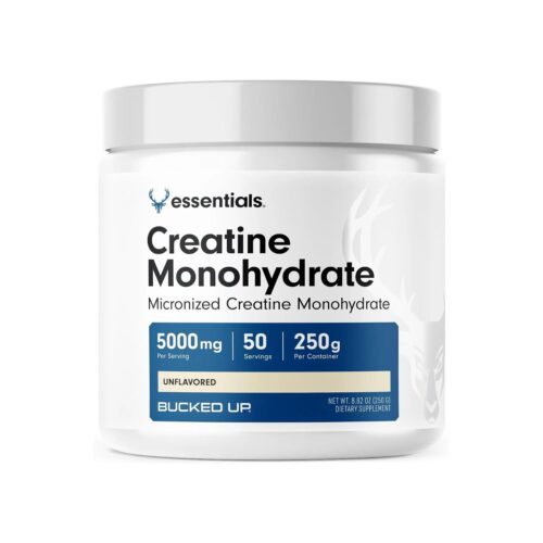 Bucked Up Creatine Monohydrate 250 Grams Micronized Powder, Essentials (50 Servings)