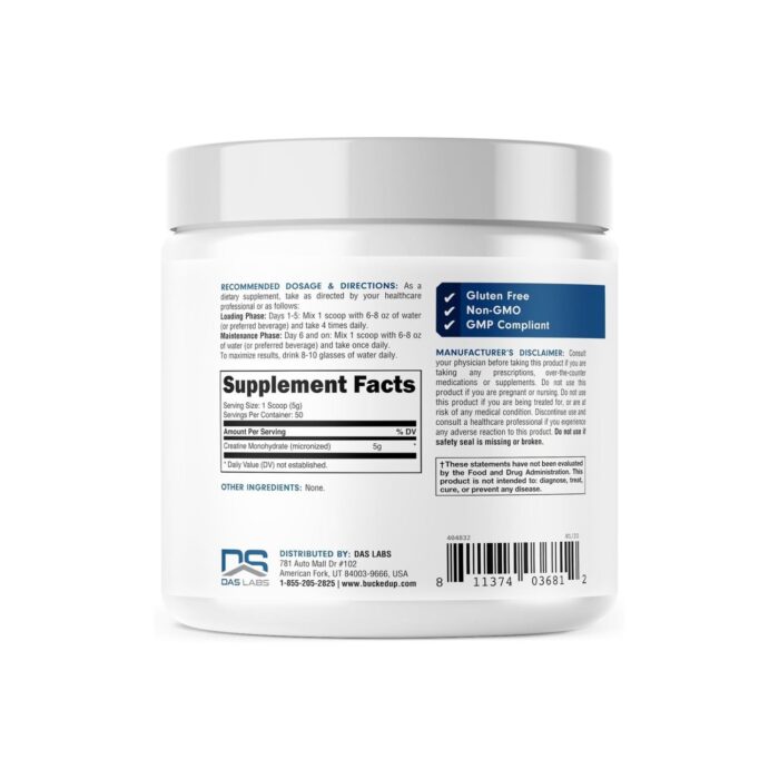 Bucked Up Creatine Monohydrate 250 Grams Micronized Powder, Essentials (50 Servings) - Image 3