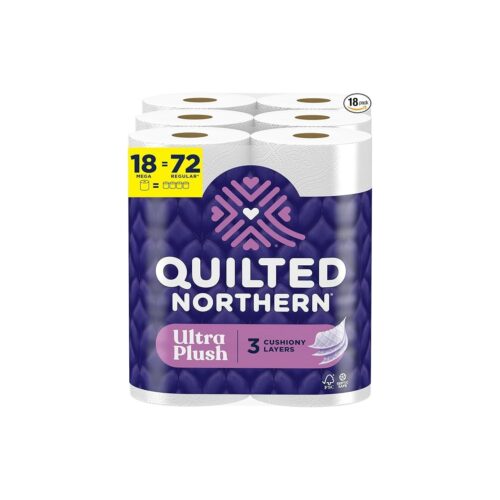 Wholesale LOW MOQ Quilted Northern Ultra Plush® Toilet Paper, 18 Mega Rolls = 72 Regular Rolls, 3-Ply Bath Tissue
