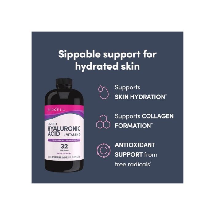 NeoCell Hyaluronic Acid Liquid with Vitamin C, Berry, 16 Fl Oz (Pack of 1) - Packaging May Vary - Image 3