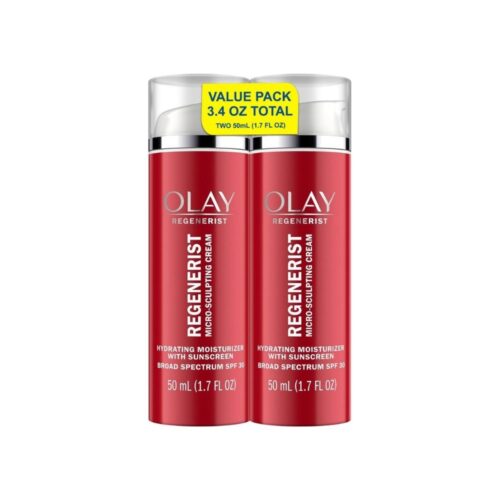 Olay Face Moisturizer Regenerist Microsculpting Cream With SPF 30 Sunscreen for Advanced Anti-Aging, 1.7 Fluid Ounce (Pack of 2)