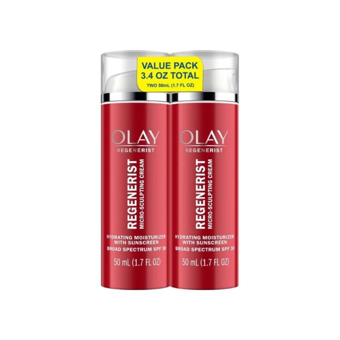 Olay Face Moisturizer Regenerist Microsculpting Cream With SPF 30 Sunscreen for Advanced Anti-Aging, 1.7 Fluid Ounce (Pack of 2)