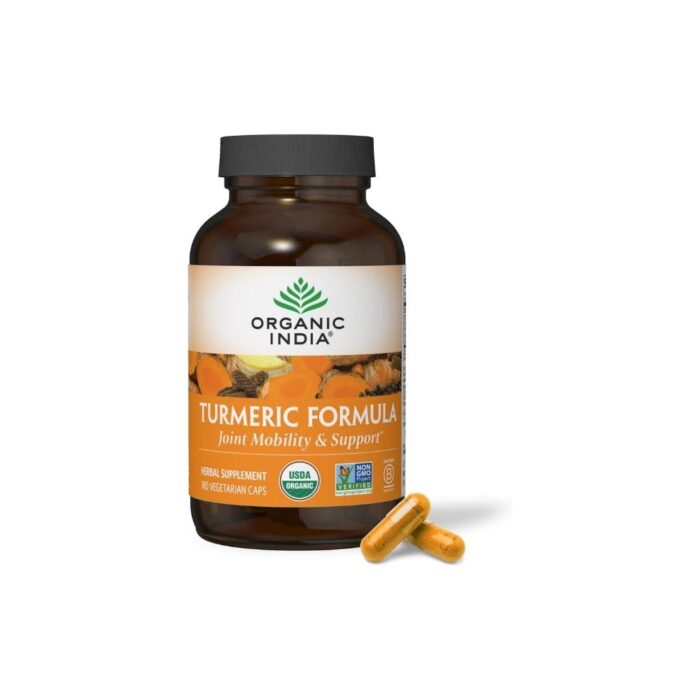 ORGANIC INDIA Turmeric Curcumin with Black Pepper - Organic Turmeric Supplement and Curcumin Supplement, Turmeric Capsules, Joint Support & Immune System Support, Whole Root, Trikatu - 180 Capsules