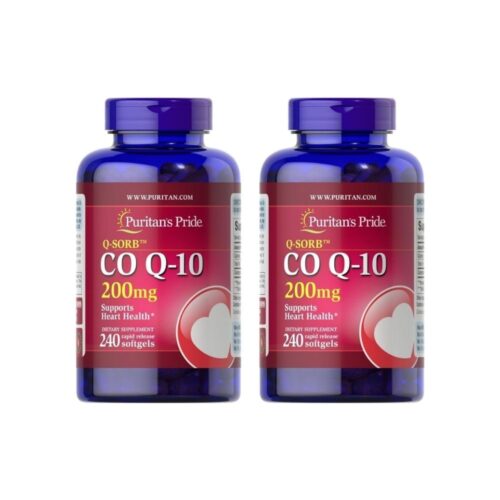 Puritan's Pride QSORB CoQ10 200 mg, Supports Heart Health (2 Pack of 240 softgels) 240 Count(Packaging may vary)