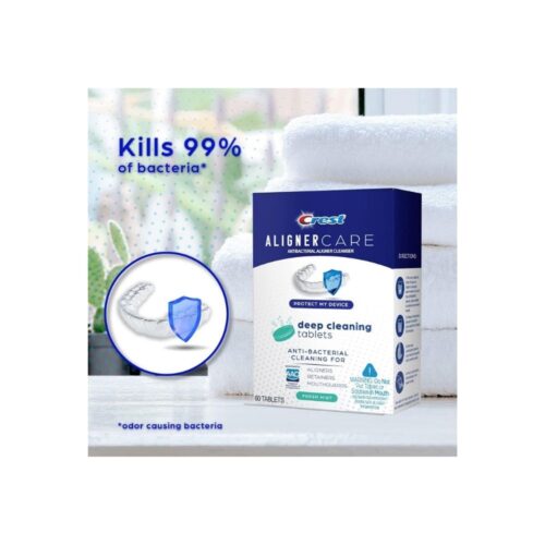 Crest Aligner Care Deep Cleaning Anti-Bacterial Tablets for Aligners, Retainers, Mouthguards, 60-Count, Pack of 3