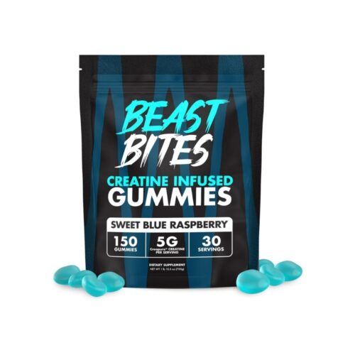 Creatine Gummies - 5g Creatine Monohydrate Per Serving - Low-Calorie & Vegan - Made in The USA - Blue Raspberry Flavor - 30 Servings