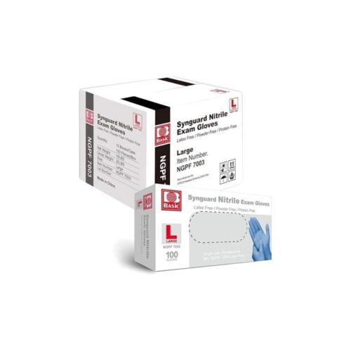 Basic Medical Blue Nitrile Exam Gloves, Latex-Free & Powder-Free Food-Safe House Cleaning Disposable Glove (1000 Pcs)