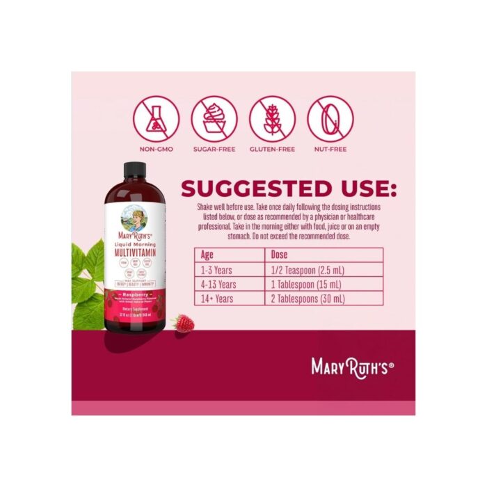 MaryRuth Organics Multivitamin for Women Men & Kids | Vegan, Sugar Free | Womens Multivitamin & Multimineral | Beauty & Energy Women's Multivitamin | Non-GMO | 32 Fl Oz - Image 4