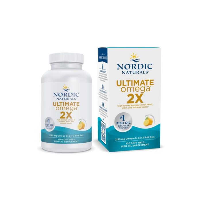 Nordic Naturals Ultimate Omega 2X, Lemon Flavor - 120 Soft Gels - 2150 mg Omega-3 - High-Potency Omega-3 Fish Oil with EPA & DHA - Promotes Brain & Heart Health - Non-GMO