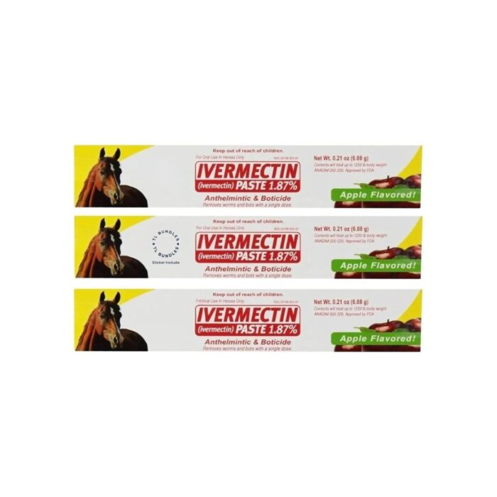 Ivermectin Paste - Horse Wormer 6.08 Grams (3-Pack) + TL Bundles Sticker Included