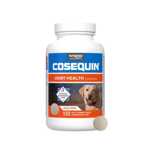 Nutramax Laboratories Cosequin Maximum Strength Joint Health Supplement for Dogs - With Glucosamine, Chondroitin, and MSM, 132 Chewable Tablets