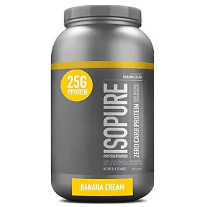 Isopure Zero Carb 100% Pure Whey Isolate Protein Powder, Lactose Free, Gluten Free, With Vitamins, Banana Cream, 25g Protein Per Serving, 3 Lbs, 44 Servings