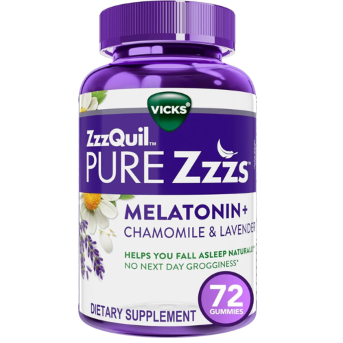 Wholesale ZzzQuil PURE Zzzs Melatonin Gummies, Helps You Fall Asleep Naturally, Wildberry Vanilla Flavor, Chamomile Lavender & Valerian Root, LOW MOQ for Easy Resale