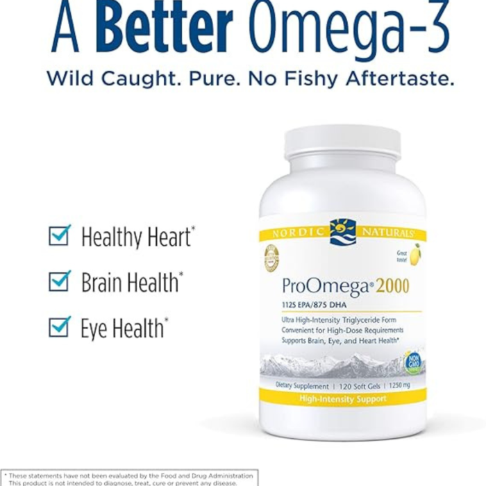 Nordic Naturals ProOmega 2000, Lemon Flavor - 120 Soft Gels - 2150 mg Omega-3 - Ultra High-Potency Fish Oil - EPA & DHA - Promotes Brain, Eye, Heart, & Immune Health - Non-GMO - 60 Servings - Image 3