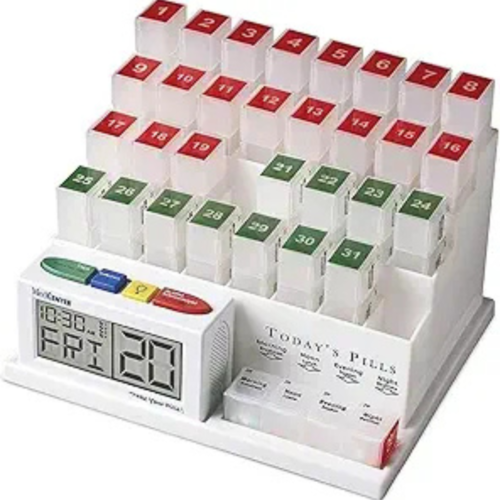 FSA HSA Eligible Monthly Pill Organizer System 4 Times a Day, 31 Day Pill Organizer Box with Talking Alarm Reminding System, Monthly Pill Box for Daily Medication, Gift for Mom, Dad, Elderly