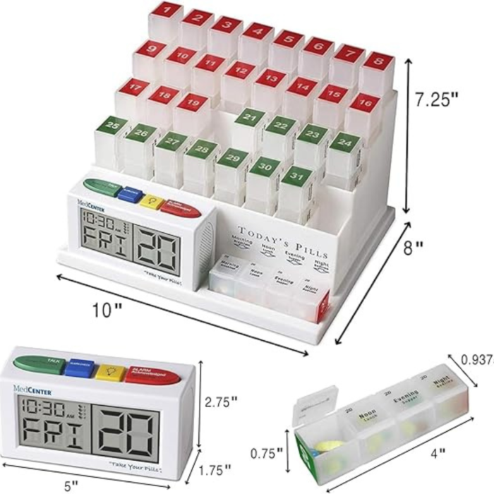 FSA HSA Eligible Monthly Pill Organizer System 4 Times a Day, 31 Day Pill Organizer Box with Talking Alarm Reminding System, Monthly Pill Box for Daily Medication, Gift for Mom, Dad, Elderly - Image 3