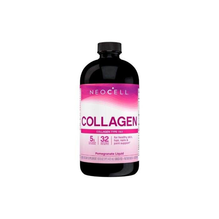 NeoCell Liquid Collagen, Skin, Hair, Nails and Joints Supplement, Includes Fruit Juice Concentrates and Green Tea Blend, Pomegranate, 16 oz., 1 Bottle