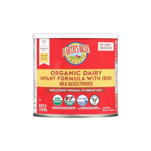 Earth's Best Organic Baby Formula for Babies 0-12 Months, Powdered Dairy Infant Formula with Iron, Omega-3 DHA, and Omega-6 ARA, 21 oz Formula Container