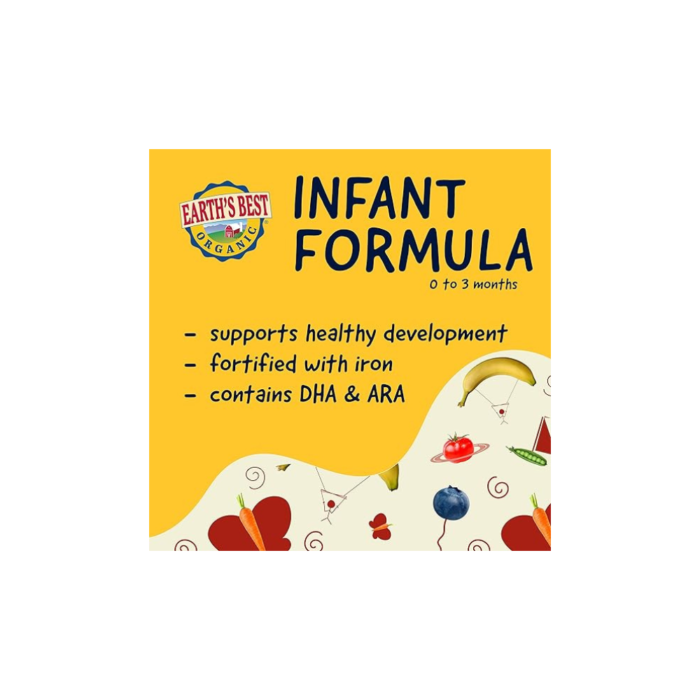 Earth's Best Organic Baby Formula for Babies 0-12 Months, Powdered Dairy Infant Formula with Iron, Omega-3 DHA, and Omega-6 ARA, 21 oz Formula Container - Image 3