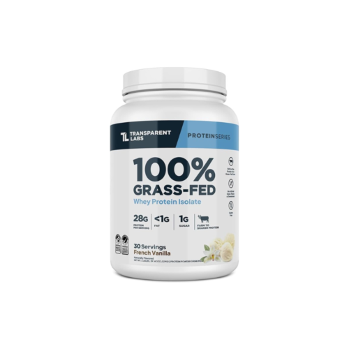 Transparent Labs Grass-Fed Whey Protein Isolate - Naturally Flavored, Gluten Free Whey Protein Powder with 28g of Protein per Serving & 9 Amino Acids - 30 Servings, French Vanilla