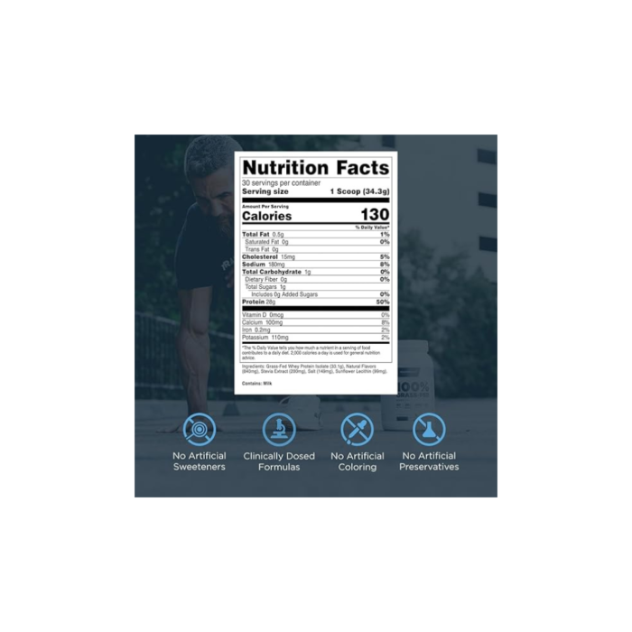 Transparent Labs Grass-Fed Whey Protein Isolate - Naturally Flavored, Gluten Free Whey Protein Powder with 28g of Protein per Serving & 9 Amino Acids - 30 Servings, French Vanilla - Image 3